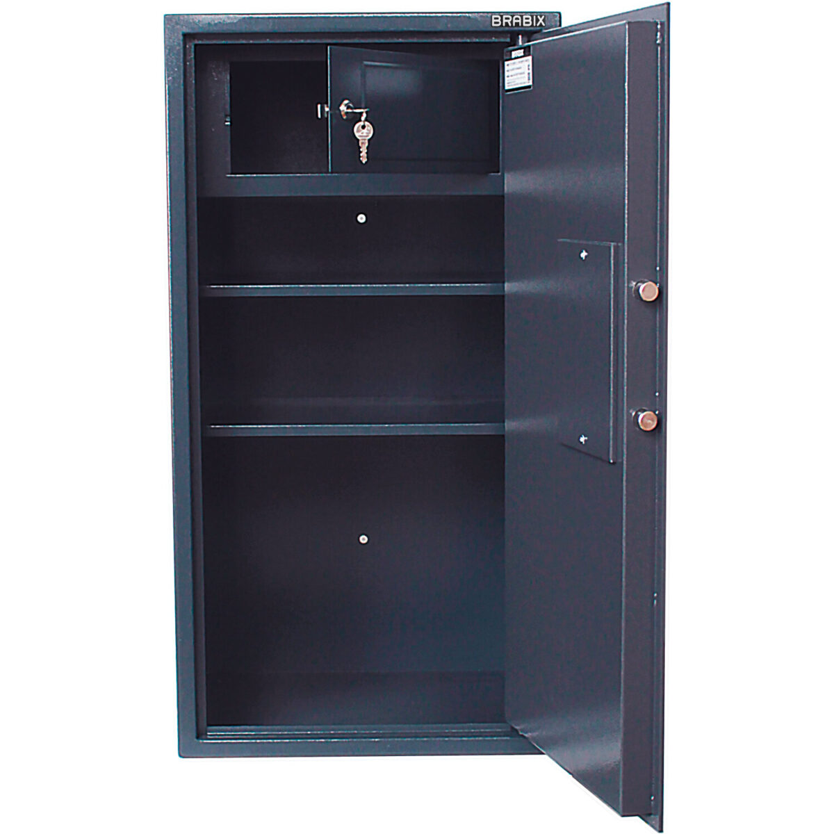Сейф BRABIX "КМ-900Т", 900х470х400 мм, 51 кг, ключевой замок + 2 полки, трейзер, крепление к стене, 291168 — изображение 3