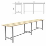 Скамья деревянная на металлокаркасе "СТ 4", 2000х350х460 мм, регулируемые опоры, каркас металлический серый, сиденье дерево