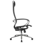 Кресло офисное МЕТТА "К-12", хром, ткань-сетка, сиденье и спинка регулируемые, черное — изображение 5