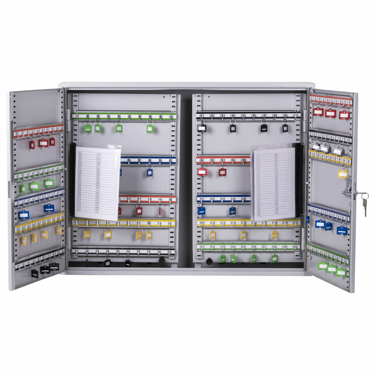 Шкафчик (Ключница) на 300 ключей BRAUBERG, 730х550х140 мм, с замком, +300 брелоков, серый, 290341 — изображение 2