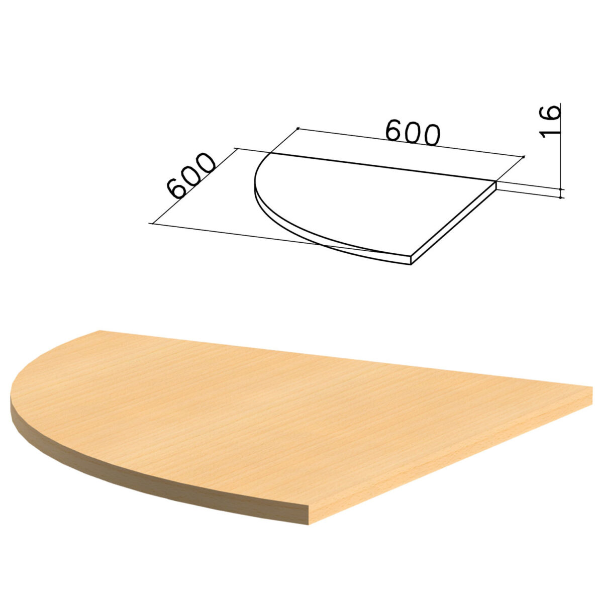 Стол приставной угловой "Канц", 600х600х750 мм, БЕЗ ОПОРЫ, цвет бук невский, ПК34.10 — изображение 1
