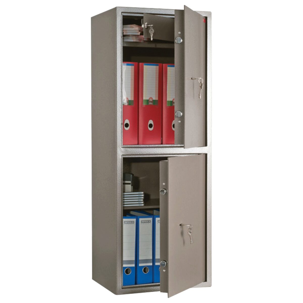 Сейф AIKO "ТМ-120/2Т", 1200х440х355 мм, 51 кг, 2 отделения, ключевые замки, трейзер, 2 полки — изображение 1