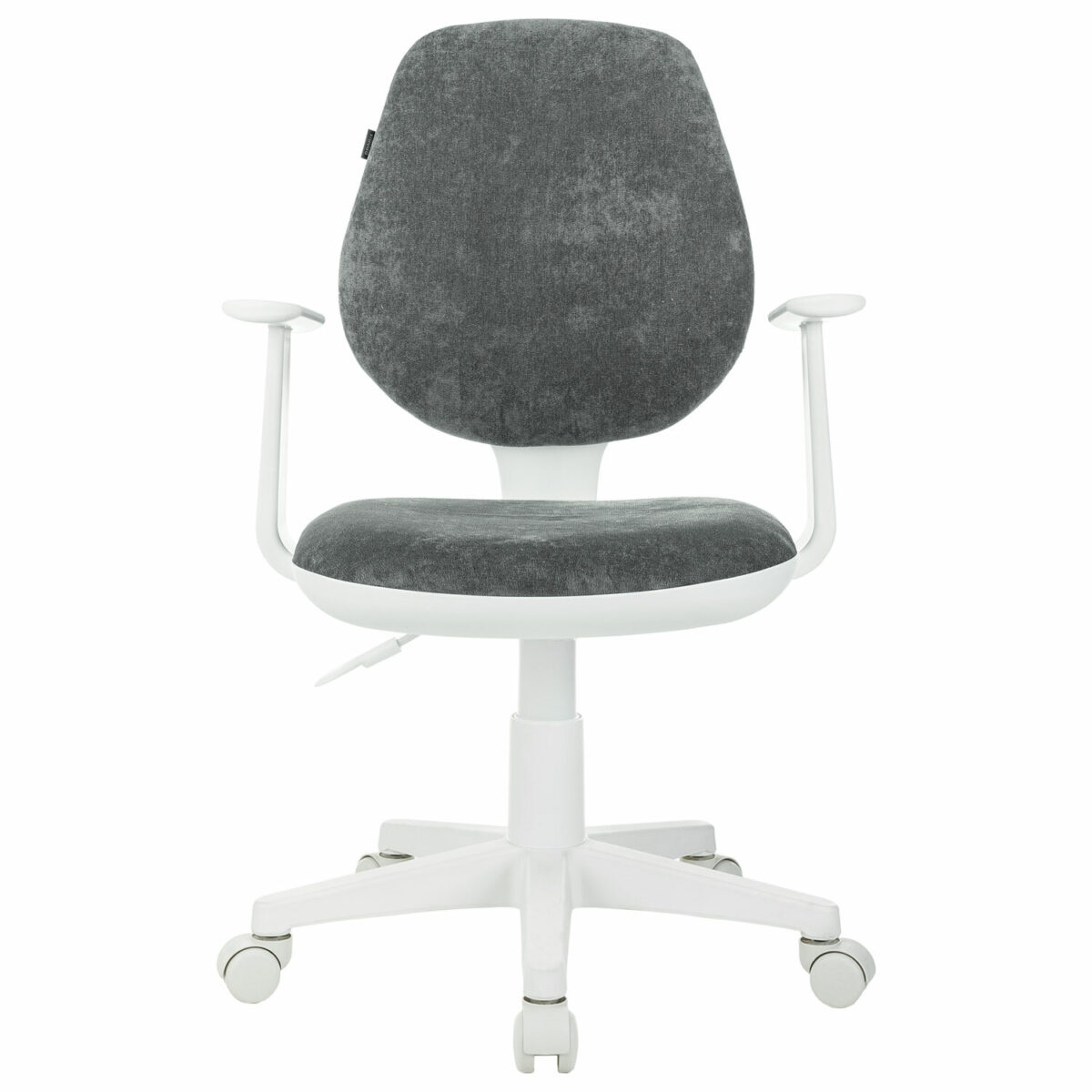 Кресло детское BRABIX "Fancy MG-201W", с подлокотниками, пластик белый, велюр, серое, 533010 — изображение 3