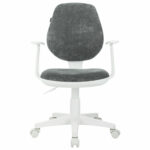 Кресло детское BRABIX "Fancy MG-201W", с подлокотниками, пластик белый, велюр, серое, 533010 — изображение 3