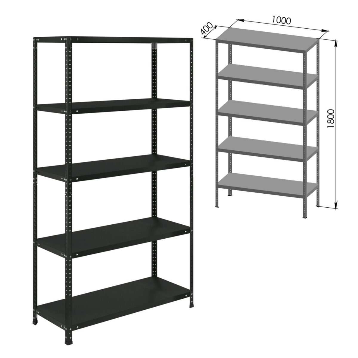 Стеллаж металлический BRABIX "ГРАФИТ MS KD-180/40-5", лофт, 1800х1000х400 мм, 5 полок, 291269, S240BR144593 — изображение 1