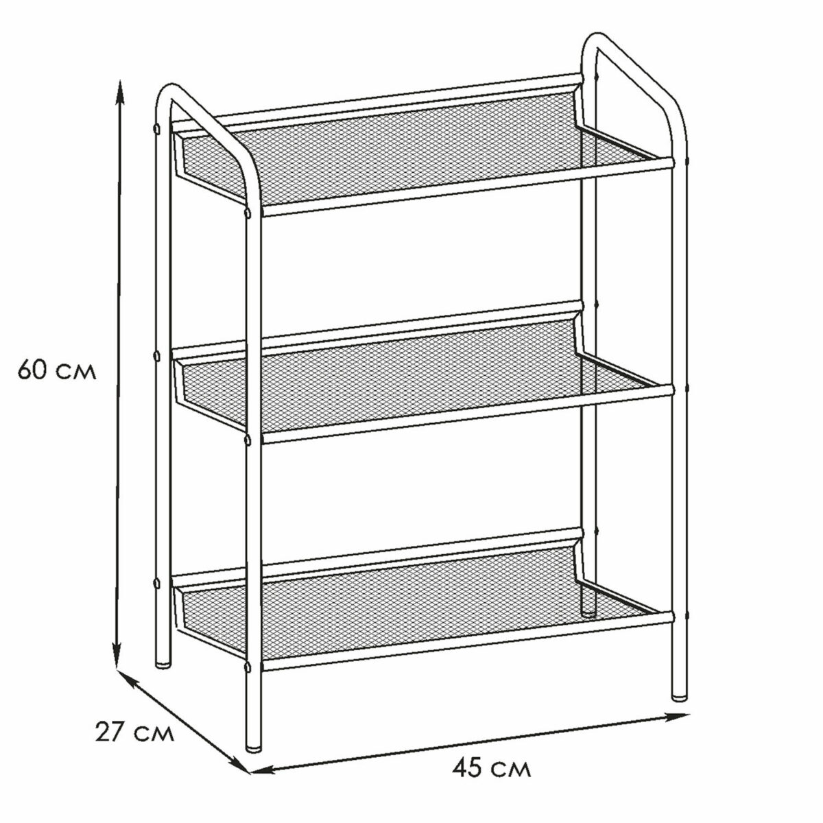 Полка для обуви "Женева-13", 450х270х600 мм, 3 полки, металл, чёрная, ПДО Ж13 Ч — изображение 2