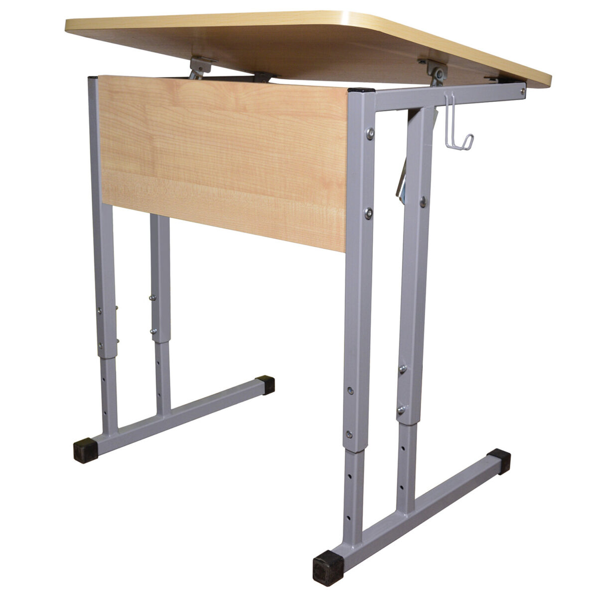 Стол-парта 1-местный, регулируемый угол, "Умник", 600х500х520-640 мм, рост 2-4, серый каркас, ЛДСП клён — изображение 4