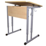 Стол-парта 1-местный, регулируемый угол, "Умник", 600х500х520-640 мм, рост 2-4, серый каркас, ЛДСП клён — изображение 4