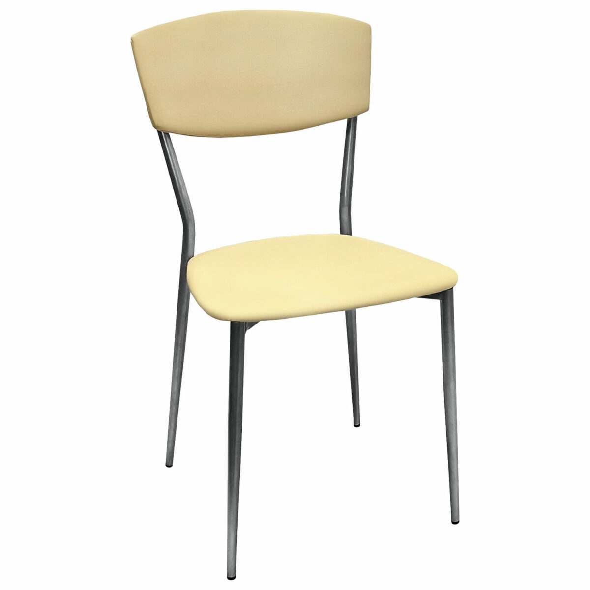 Стул для столовых, кафе, дома РС23, серебристый каркас, экокожа бежевая — изображение 1