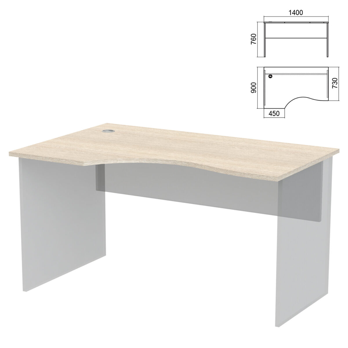 13f8860b8e744bb5d9eaf371e05bf70e_xl Стол эргономичный ЧАСТЬ 1 "Арго", 1400х900х760 мм, левый, ясень шимо — изображение 1