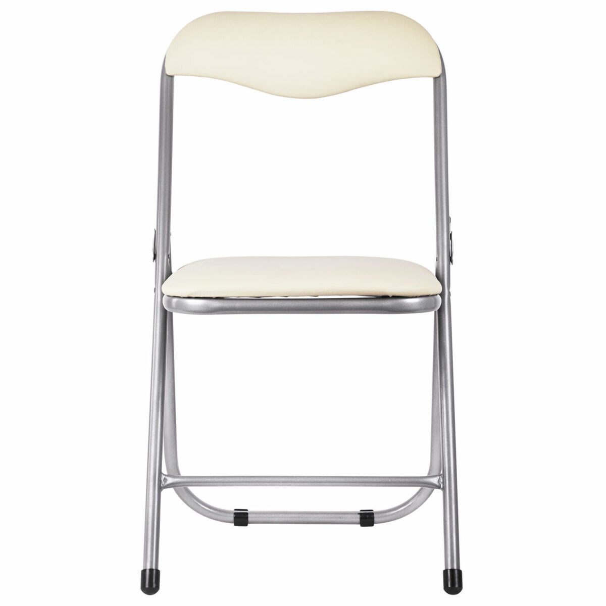 Стул складной для дома и офиса РС04, серебристый каркас, кожзам бежевый — изображение 3