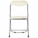 Стул складной для дома и офиса РС04, серебристый каркас, кожзам бежевый — изображение 3