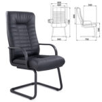Кресло для приемных и переговорных "Атлант", кожа, черное — изображение 2