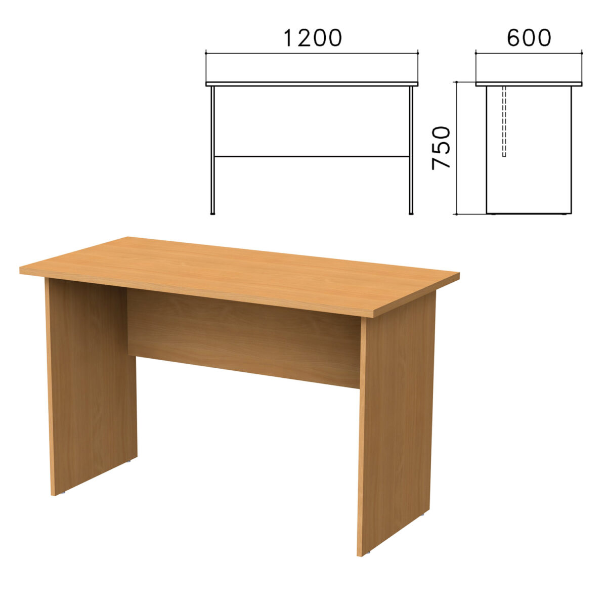Стол письменный "Монолит", 1200х600х750 мм, цвет бук бавария, СМ21.1 — изображение 1