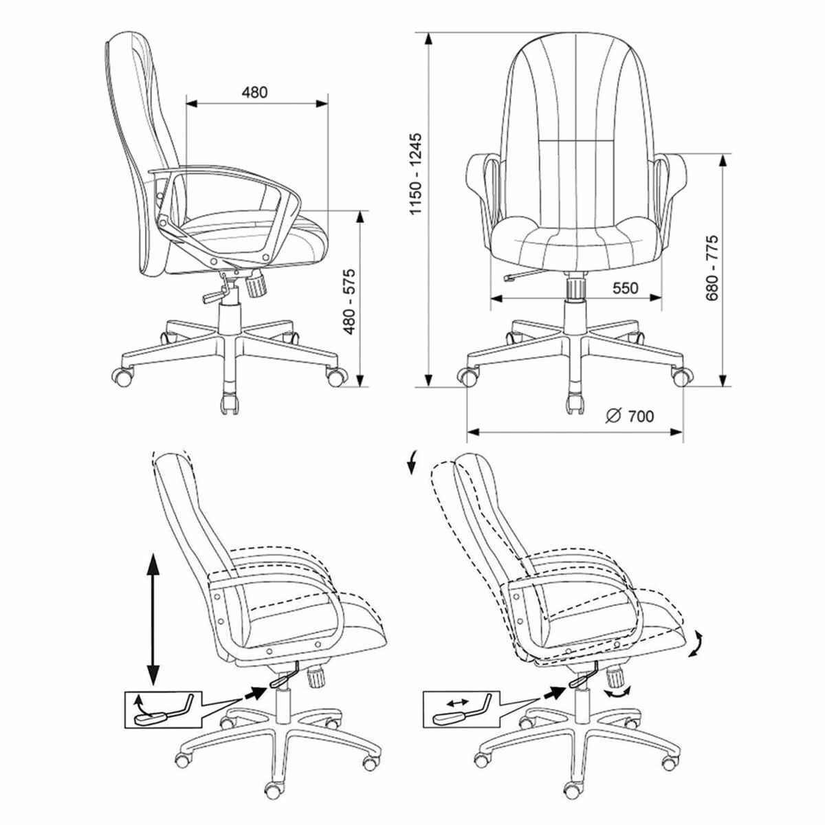 Кресло офисное T-898AXSN, ткань, черное, 1070382 — изображение 3