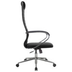 Кресло офисное МЕТТА "SU-B-10" хром, ткань-сетка, сиденье и спинка мягкие, черное — изображение 4