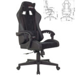 Кресло компьютерное BRABIX "Striker GM-121", синхромеханизм, 2 подушки, экокожа/велюр, черное, 532962 — изображение 2