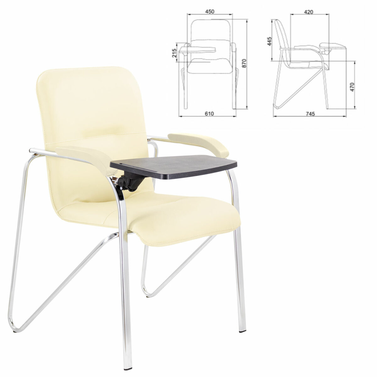 Кресло со столом BRABIX "Samba CF-108 BOX-2", хром каркас, кожзам бежевый, разобрано, 533219 — изображение 2