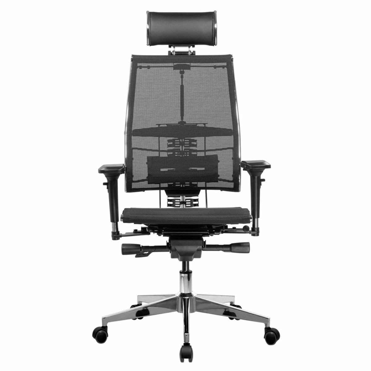 Кресло МЕТТА "YOGA" Y 4DF B2-5D, адаптивная спинка, 3D-подголовник, сверхпрочная сетка, черное — изображение 3