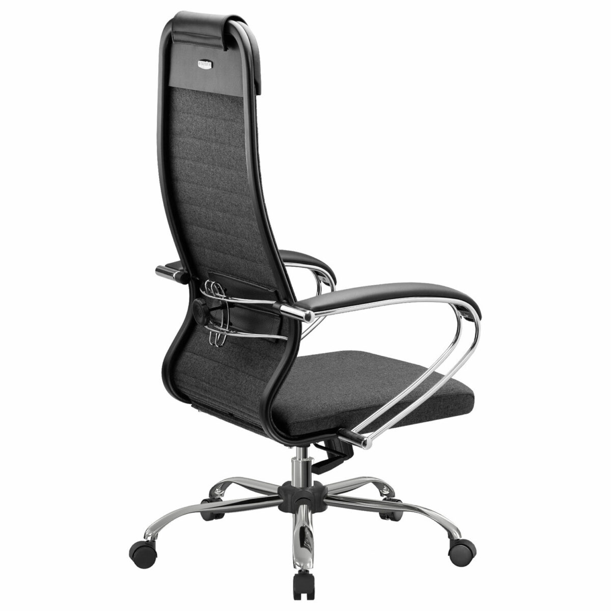 Кресло офисное МЕТТА "К-27" хром, ткань, сиденье и спинка мягкие, серое — изображение 9