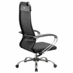 Кресло офисное МЕТТА "К-27" хром, ткань, сиденье и спинка мягкие, серое — изображение 9