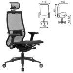 Кресло офисное МЕТТА "SAMURAI" Black Edition, сверхпрочная сетка, регулируемое, черное — изображение 2