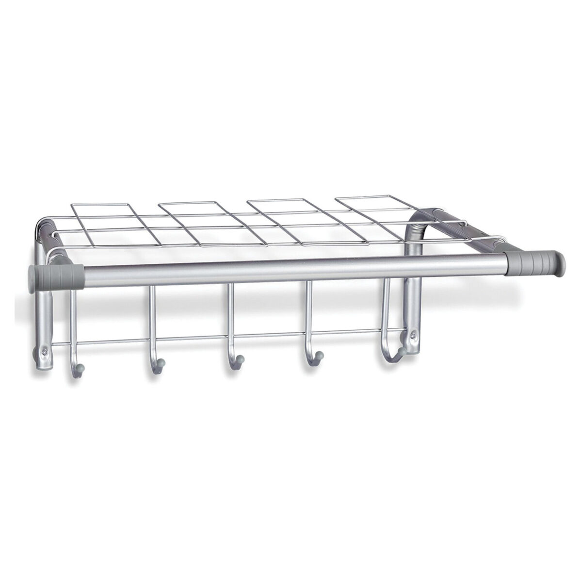 Вешалка настенная SHT-WH7, 297х705х407 мм, 5 крючков + 2 дополнительных крючка + полка, металл/пластик, хром лак — изображение 2