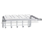 Вешалка настенная SHT-WH7, 297х705х407 мм, 5 крючков + 2 дополнительных крючка + полка, металл/пластик, хром лак — изображение 2