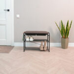 Банкетка для обуви "Альфа-23СЯ", 650х300х480 мм, 2 полки, ящик, металл/кожзам, черный/коричневый, ПДОА23СЯ Ч — изображение 4