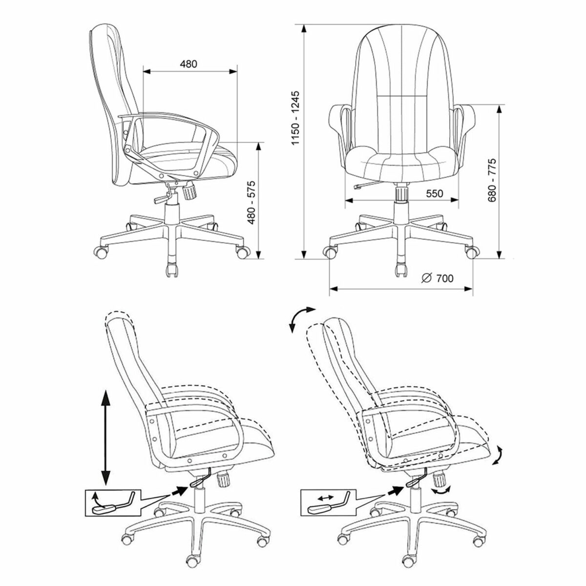 Кресло офисное T-898AXSN, ткань, серое, 1070383 — изображение 3