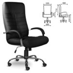 Кресло из натуральной кожи "Орион", хром, монолитный каркас, черное — изображение 2