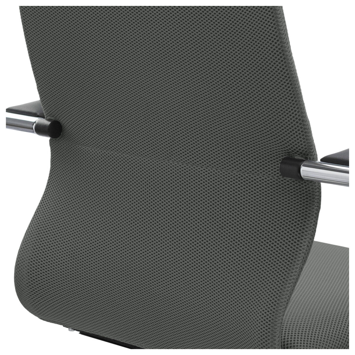 Кресло офисное МЕТТА "SU-B-10" хром, ткань-сетка, сиденье и спинка мягкие, темно-серое — изображение 12
