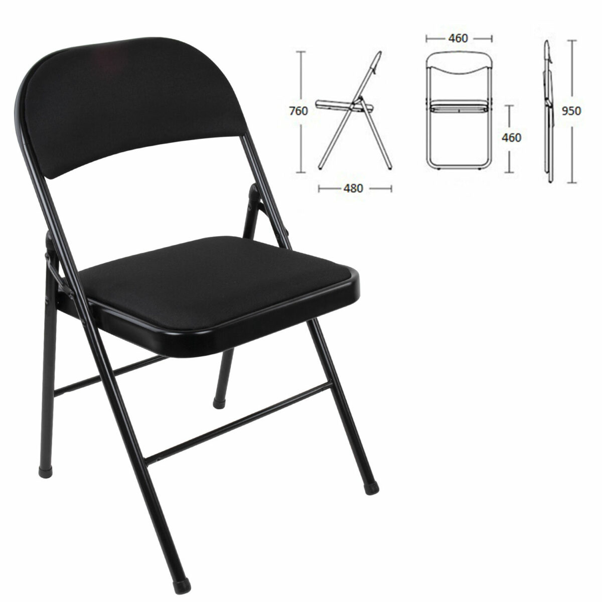 Стул складной BRABIX "Golf Plus CF-003 КОМФОРТ", чёрный каркас, чёрная ткань, 532889 — изображение 3