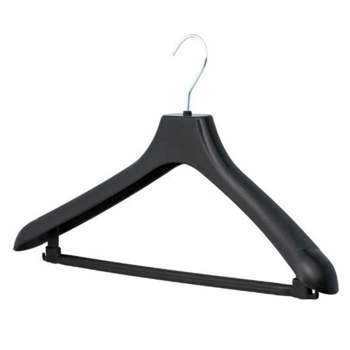 Вешалка-плечики, размер 48-50, пластик, анатомическая, перекладина, крючки для бретелей, черный, С024/С044 — изображение 1