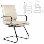 Кресло для приемных и переговорных BRABIX "Kayman CF-102", экокожа, хром, бежевое, 532573 — изображение 6