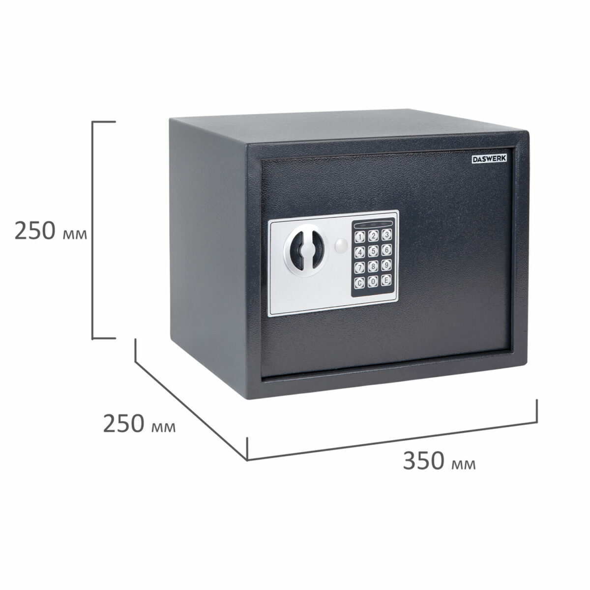 Сейф мебельный DASWERK (ДАСВЕРК) SC-250EL (250х350х250 мм), электронный замок, графит, 291343 — изображение 4