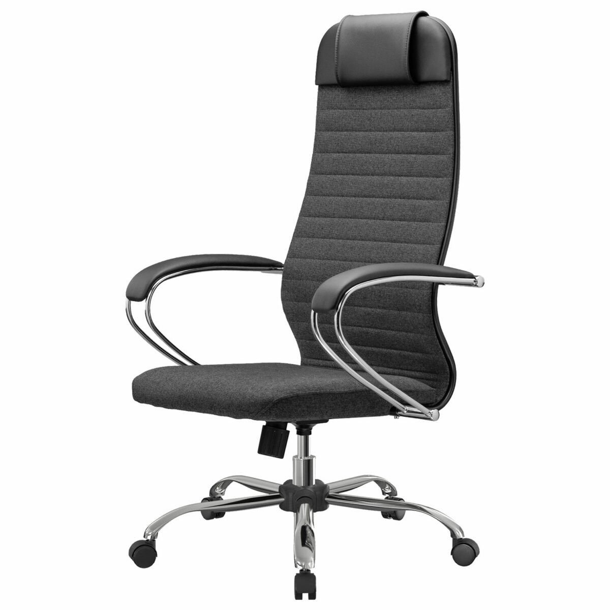 Кресло офисное МЕТТА "К-27" хром, ткань, сиденье и спинка мягкие, серое — изображение 11