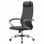 Кресло офисное МЕТТА "К-27" хром, ткань, сиденье и спинка мягкие, серое — изображение 11