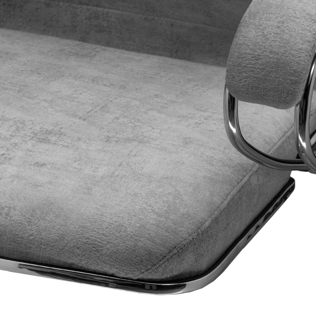 Кресло офисное МЕТТА "L1m 42", хром, сиденье и спинка мягкие, велюр, светло-серое — изображение 14