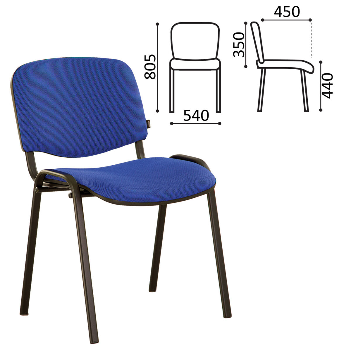 Стул для персонала и посетителей BRABIX "Iso CF-005", черный каркас, ткань синяя с черным, 531974 — изображение 1