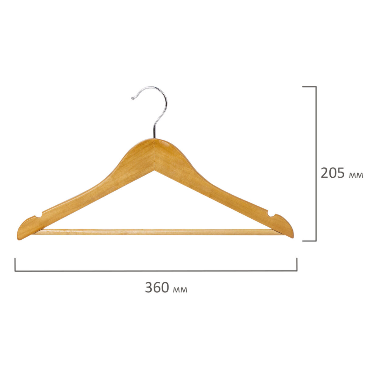 Вешалки-плечики, размер 36-40, МАЛЫЙ РАЗМЕР, КОМПЛЕКТ 5 шт., деревянные, перекладина, цвет сосна, BRABIX "Стандарт", 601160 — изображение 8