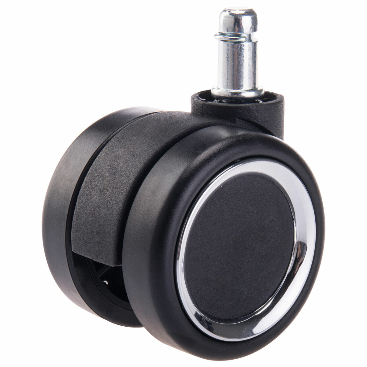 Колеса (ролики) BRABIX для кресла, прорезиненные, ХРОМ, d 60 мм, КОМПЛЕКТ 5 шт., шток d 11 мм, черные, короб, 533089 — изображение 3
