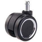 Колеса (ролики) BRABIX для кресла, прорезиненные, ХРОМ, d 60 мм, КОМПЛЕКТ 5 шт., шток d 11 мм, черные, короб, 533089 — изображение 3