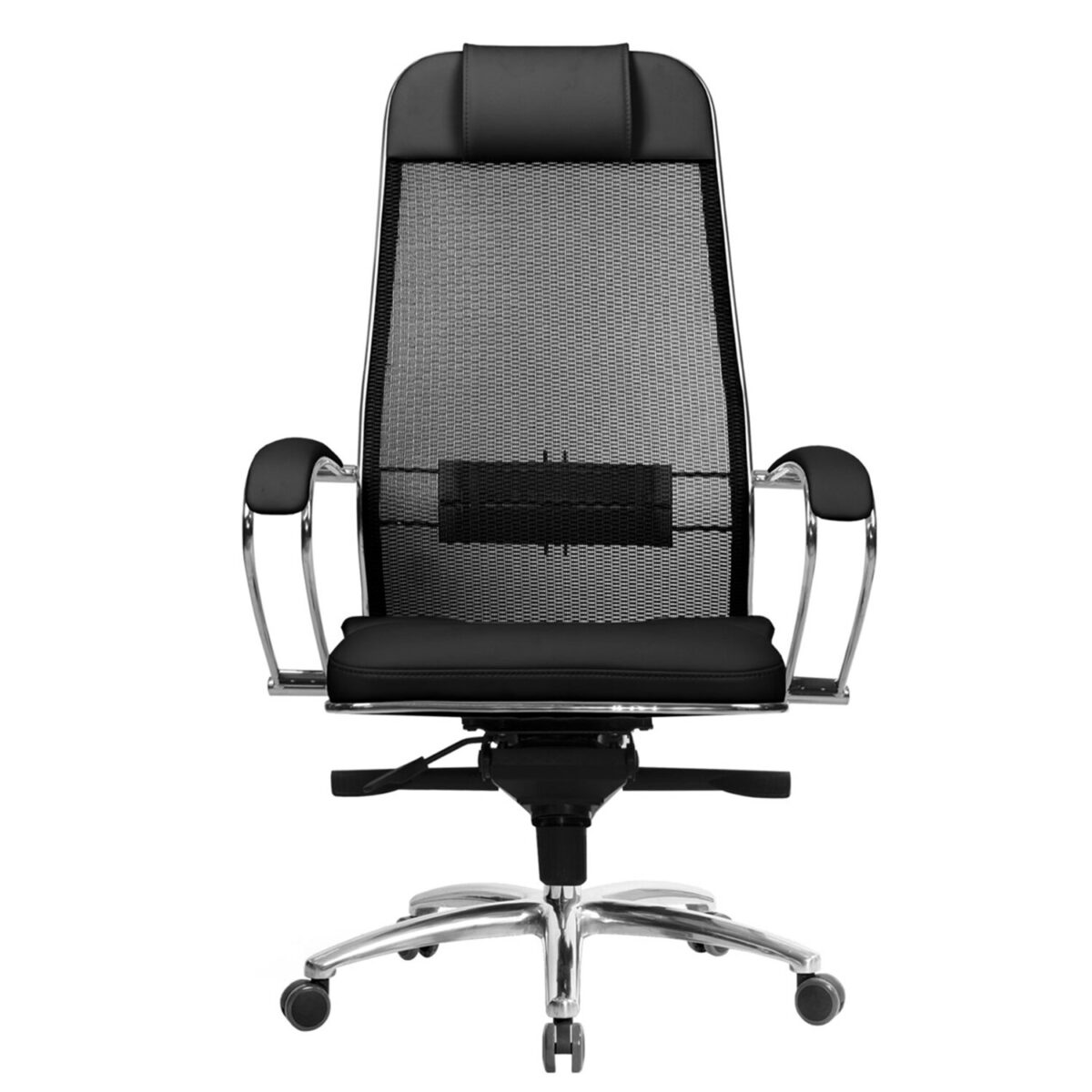 Кресло офисное МЕТТА "SAMURAI" SL-1, сверхпрочная ткань-сетка/экокожа, черное — изображение 5