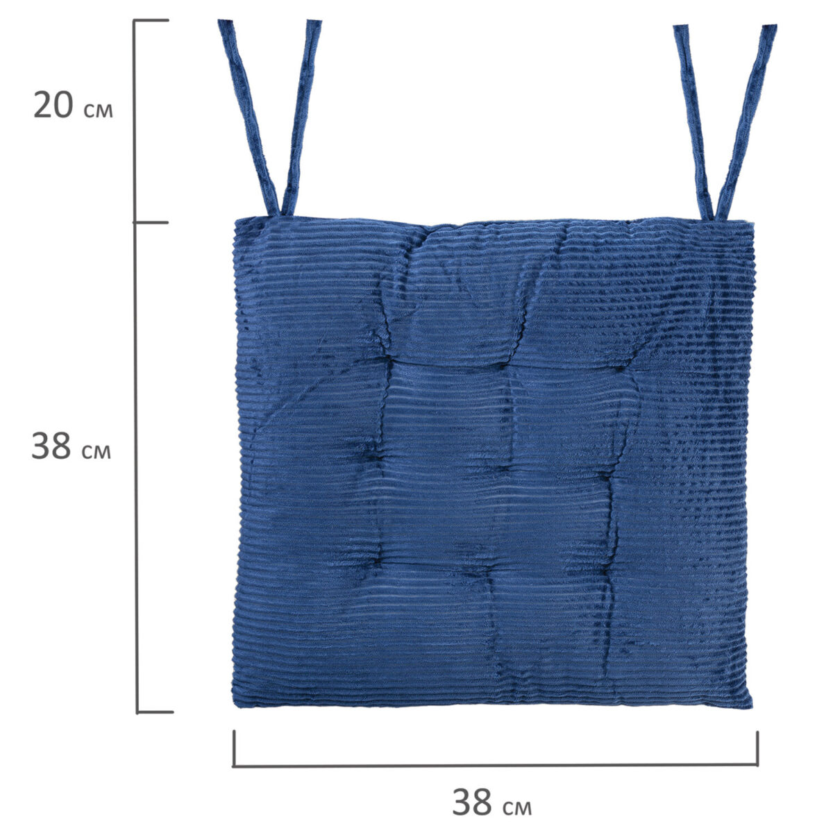 Подушка на стул "ВЕЛЬВЕТ" 38х38 см, полиэстер, синяя, PRIMILA (ПРИМИЛА) CLASSIC, 700505 — изображение 5