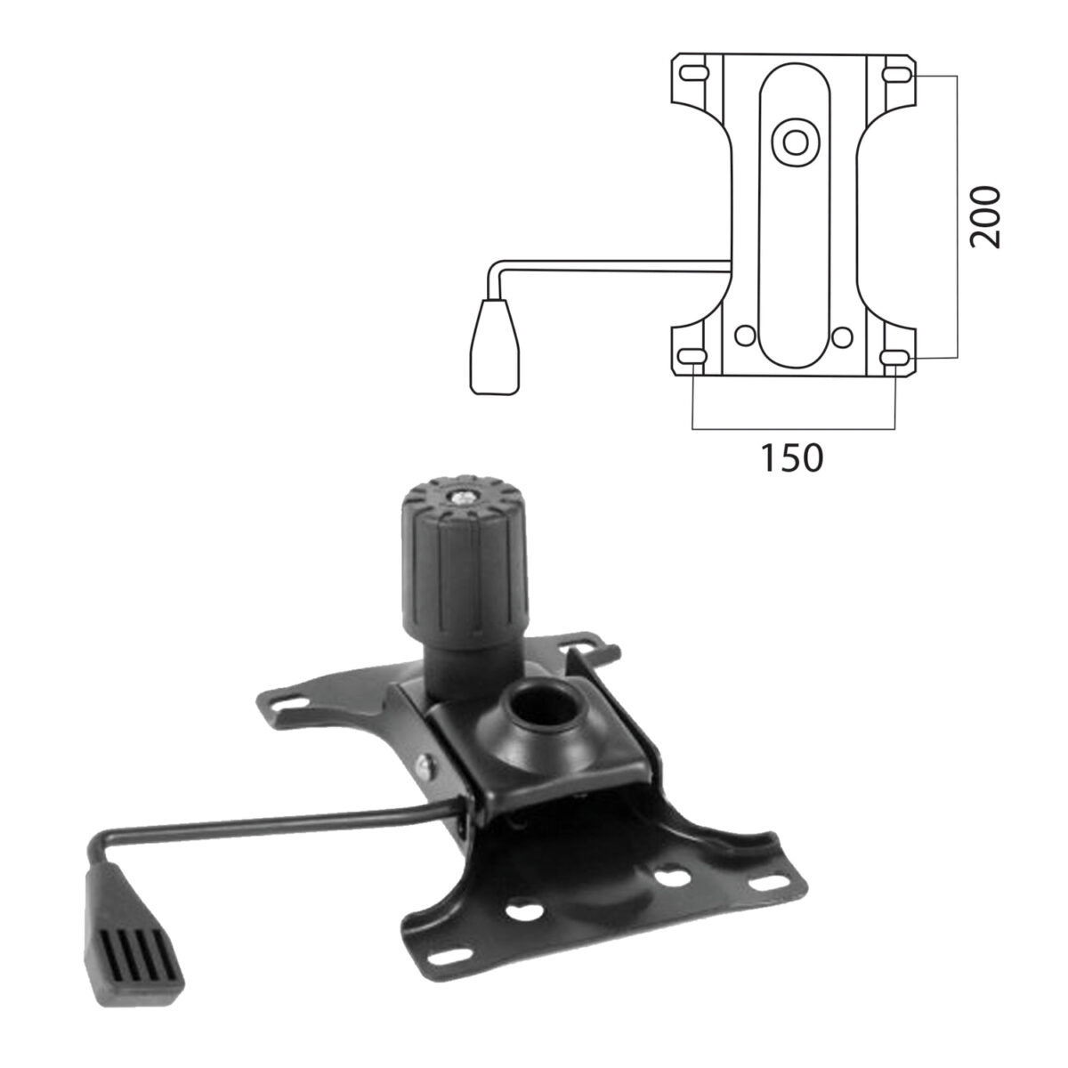 Механизм качания для кресла, "Top-Gun", межцентровое расстояние крепежа 150х200 мм — изображение 1