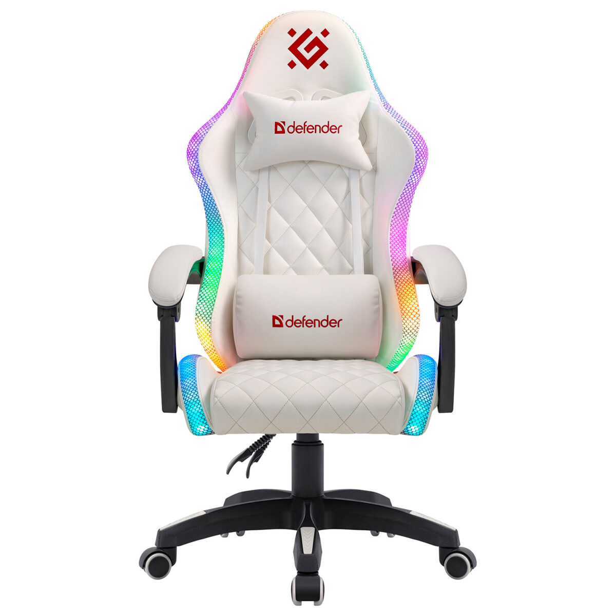 Кресло компьютерное DEFENDER "Energy", 2 подушки, RGB-подсветка, экокожа, белое, 64557 — изображение 3