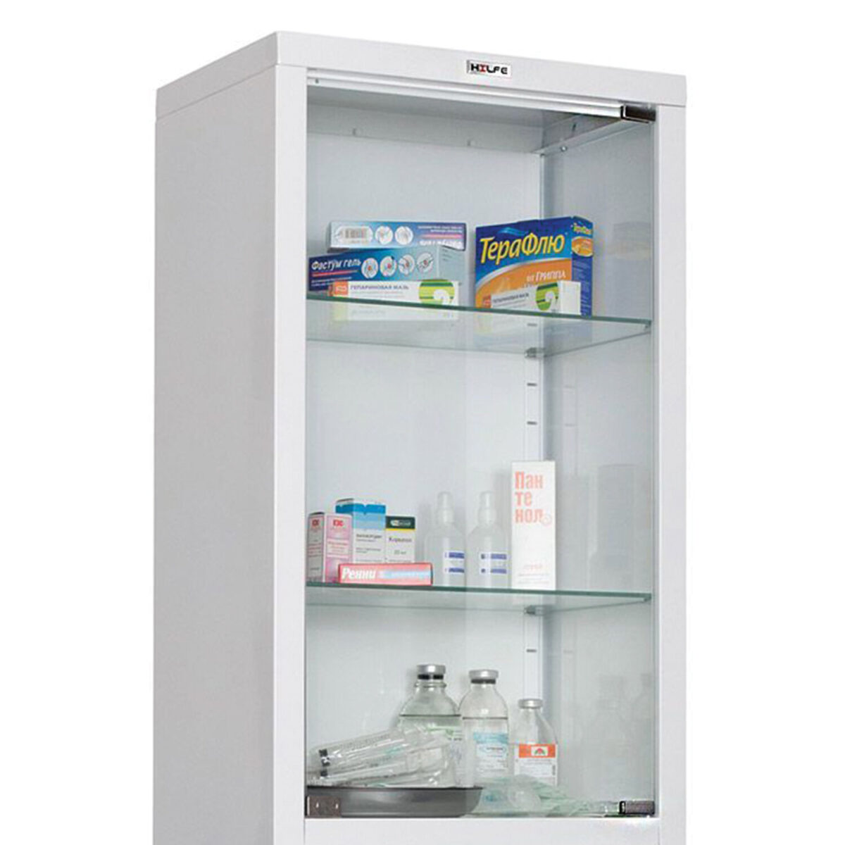 Шкаф медицинский 1-створчатый HILFE "МД 1 1650/SG" 1755х500х320 мм, стекло, белый, S26199201509 — изображение 3