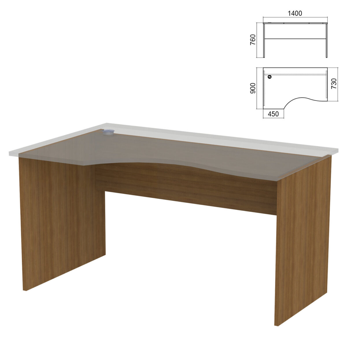 226b2cfb078e356a8c975741ed93cfbe_xl Стол эргономичный ЧАСТЬ 2 "Арго", 1400х900х760 мм, левый/правый, орех — изображение 1