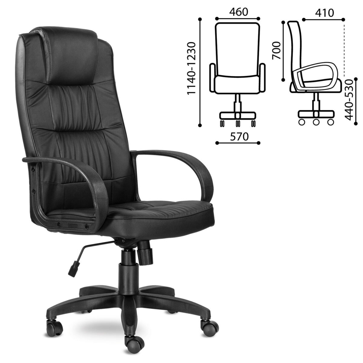Кресло офисное "Премьер", кожзам, черное — изображение 2